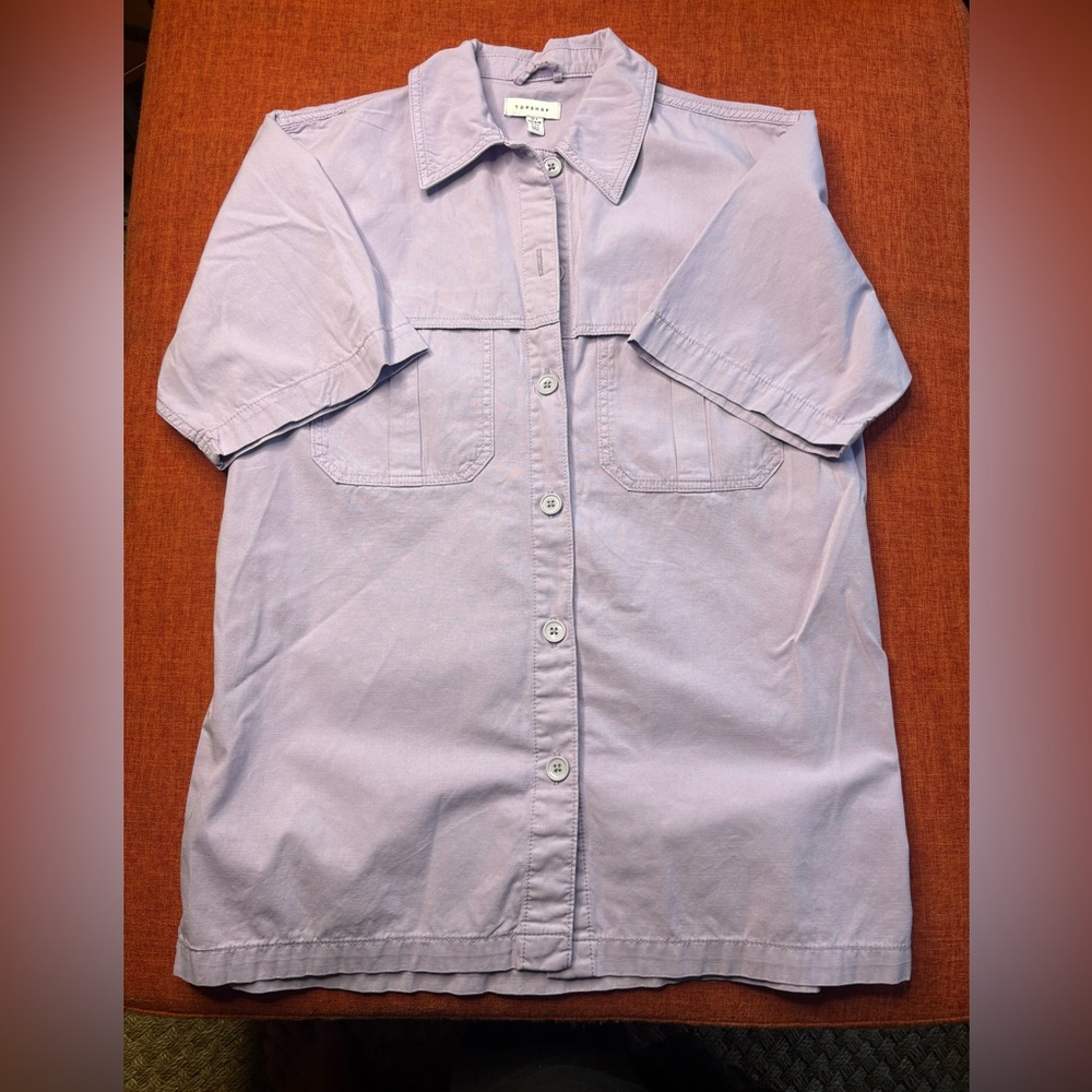 TOPSHOP Lavender Button-Up Shirt, Small